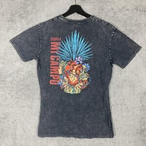 Mi Campo Tequila Shirt Mens Medium Black Graphic Agave Art Distressed Tee